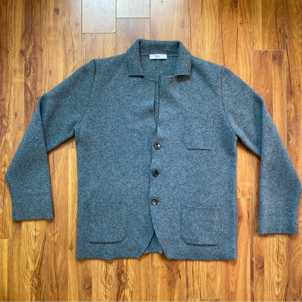 Bally Gray Cashmere & Wool Cardigan
